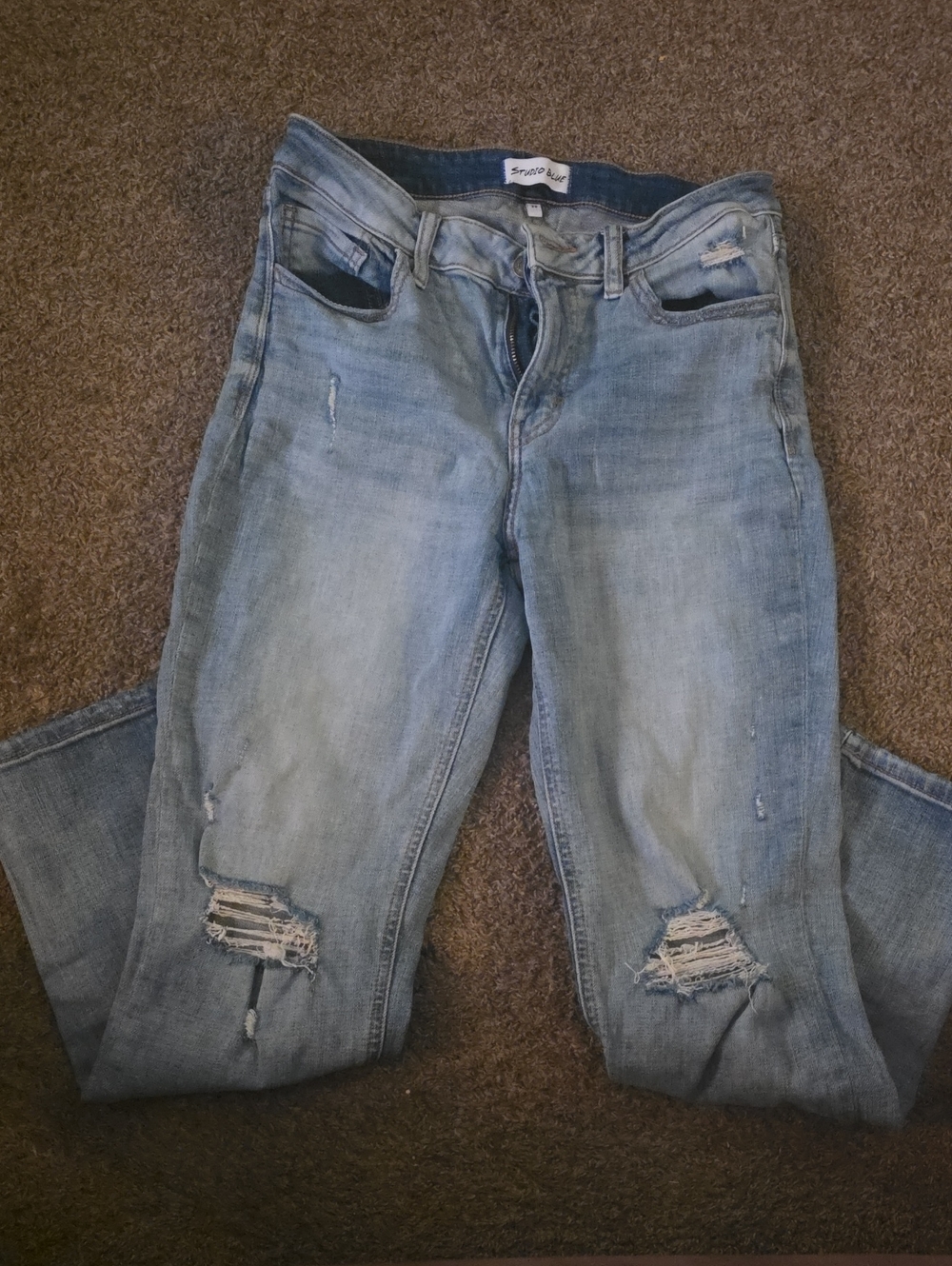 Studio Light Blue Distressed Boyfriend Jeans